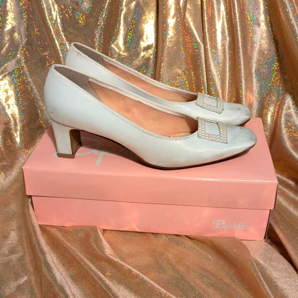 White Matte Satin 2" Dyeable heels